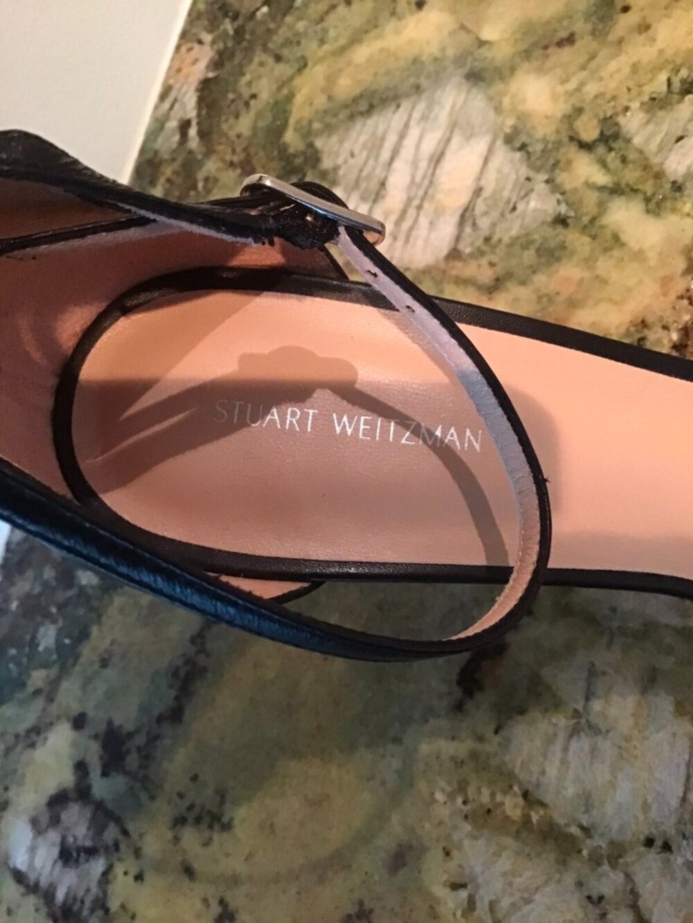 New Stuart Weitzman Black Leather Nudist Ankle Strap 120 Heels - Picture 5 of 6